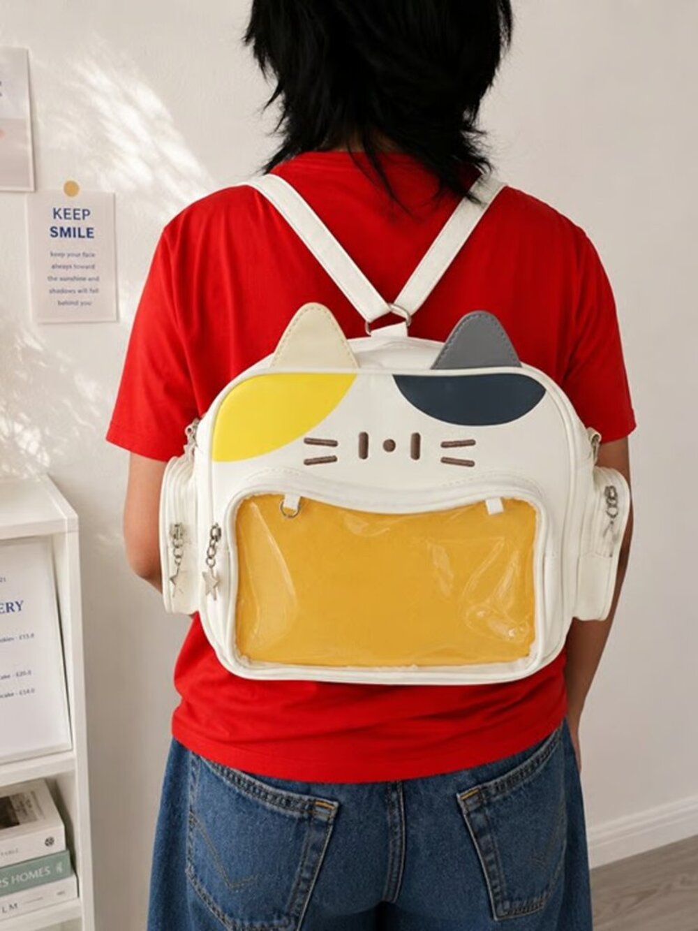 Lemon Cream Cat Ita Backpack, Kawaii Y2K Ita Bag, Anime Crossbody Bag, Itabag